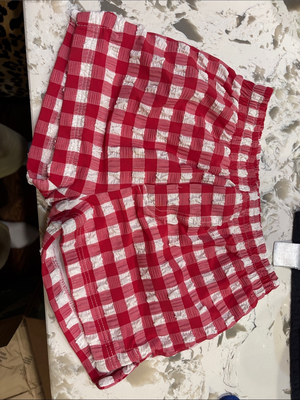 Montce boys red white check swim shorts size 4T